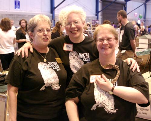 Karen Kuhn, Robyn Graboski, Tracy Kuhn, and Steven the Hognose snake
